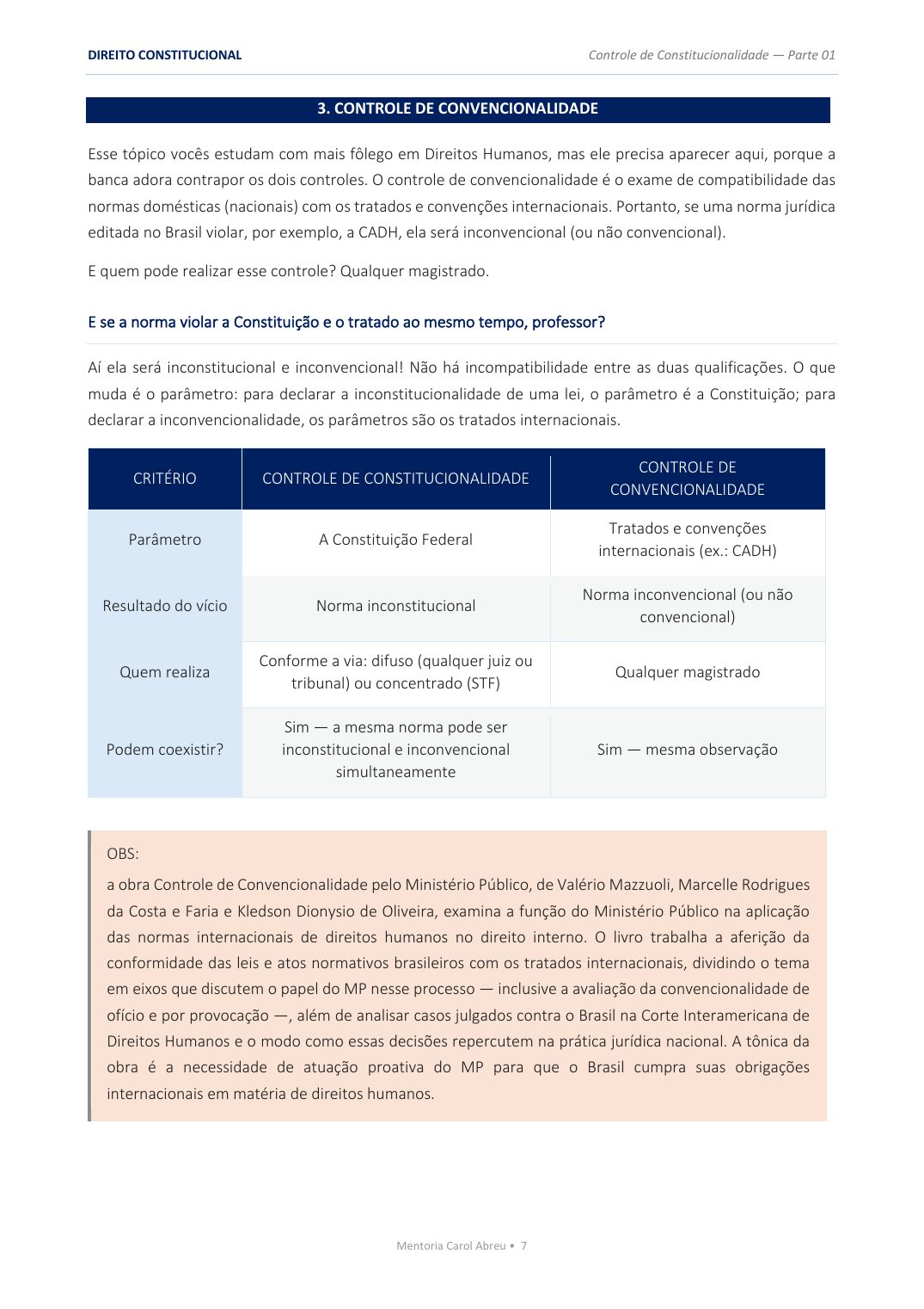 Controle de Constitucionalidade — Quadros comparativos por critério